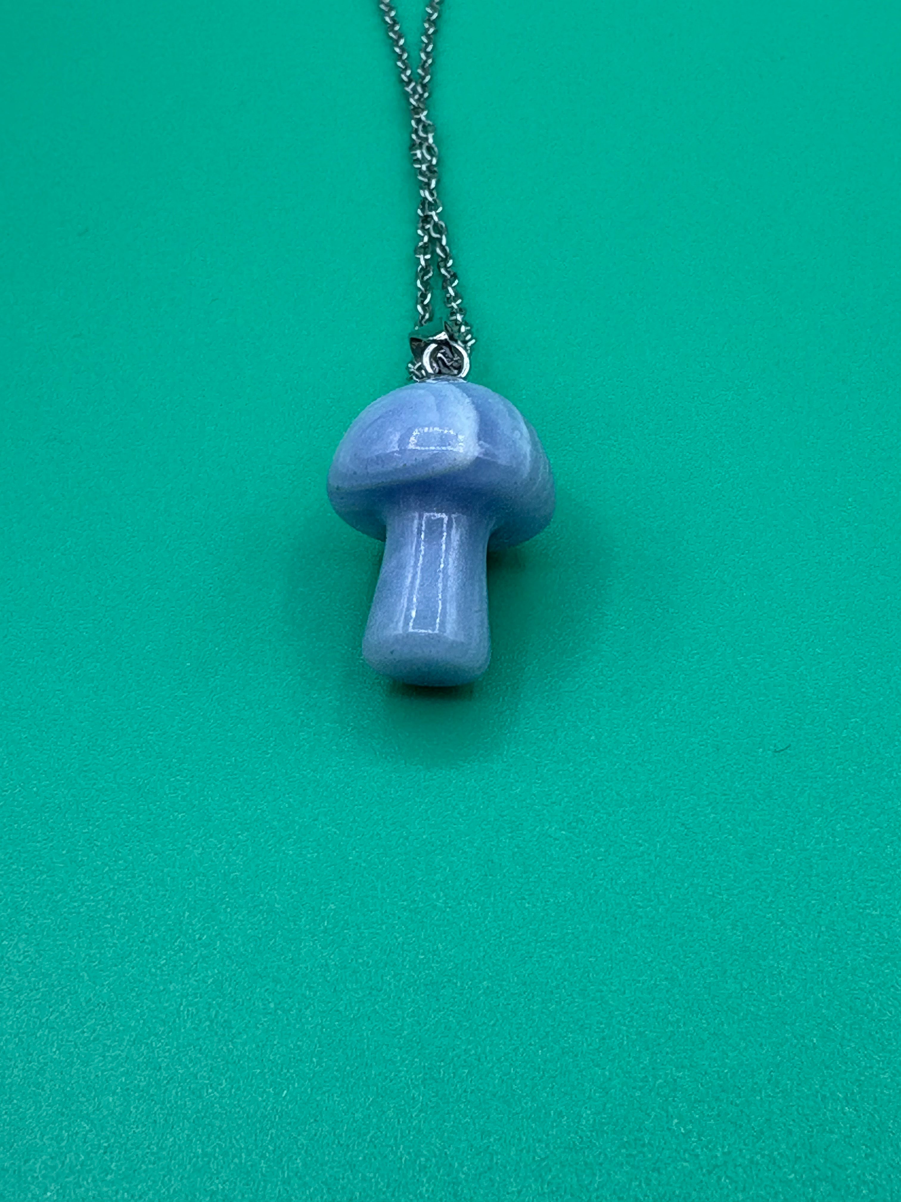 Blue Lace Agate Mushroom Necklace
