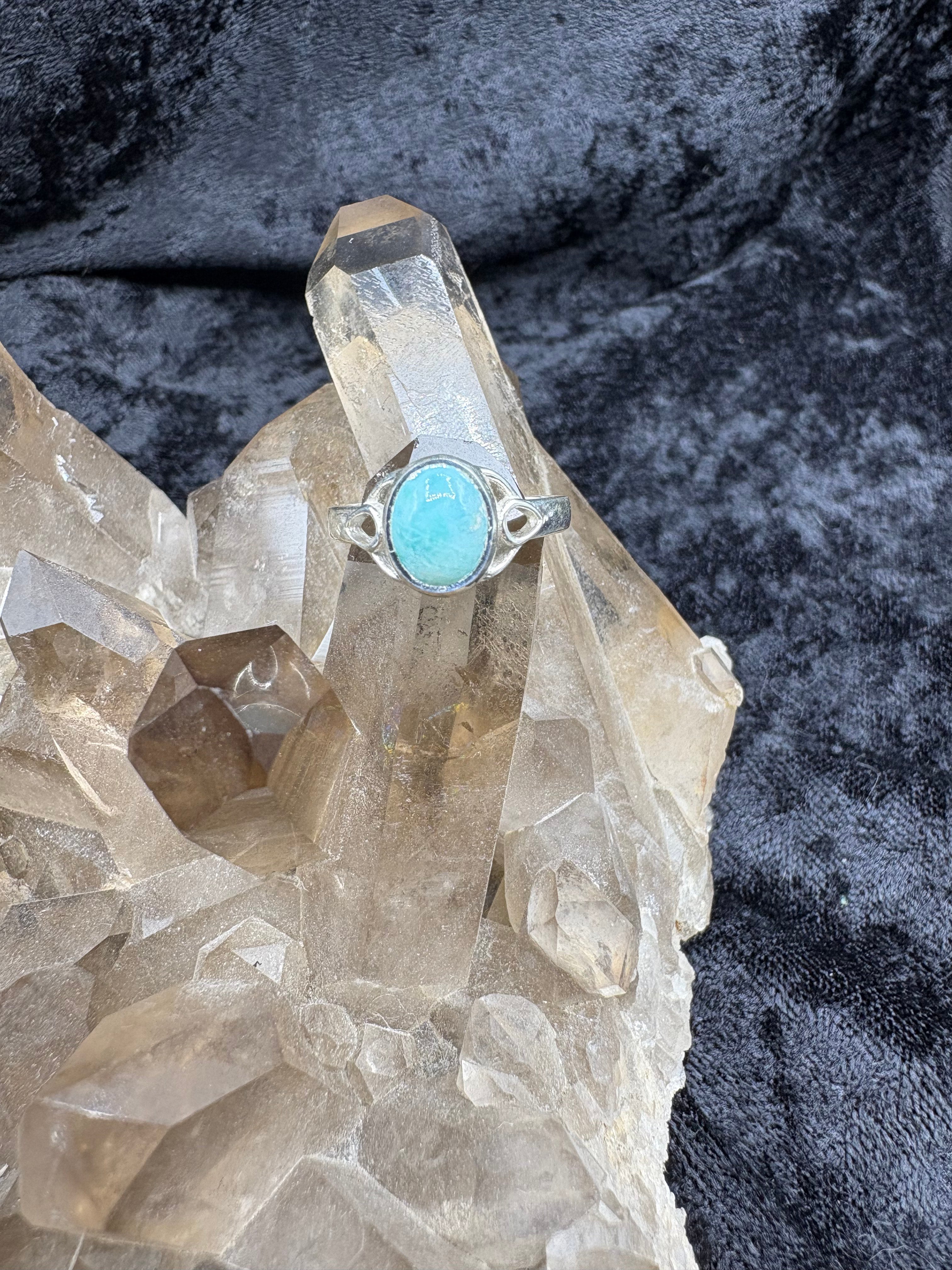 Sterling Silver Larimar Celtic Ring - Size 6