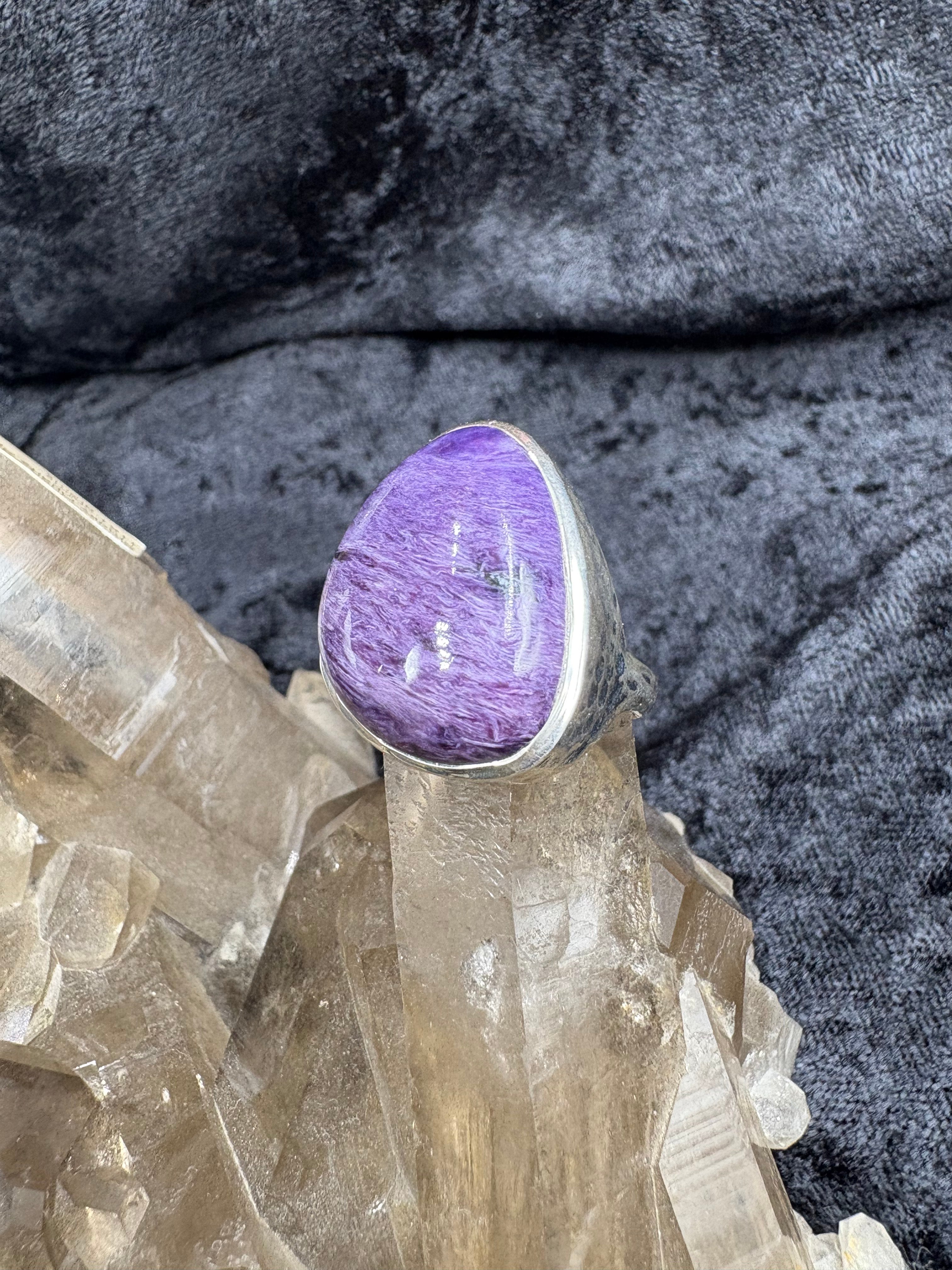 Sterling Silver Charoite Ring - Size 8