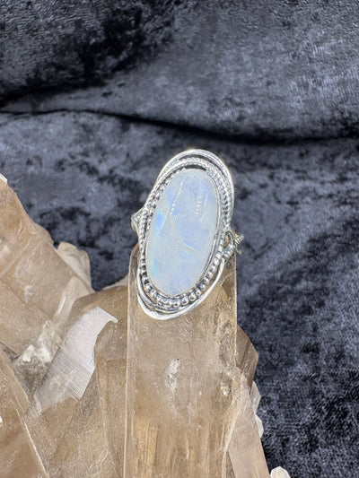 Rainbow Moonstone Sterling Silver Ring