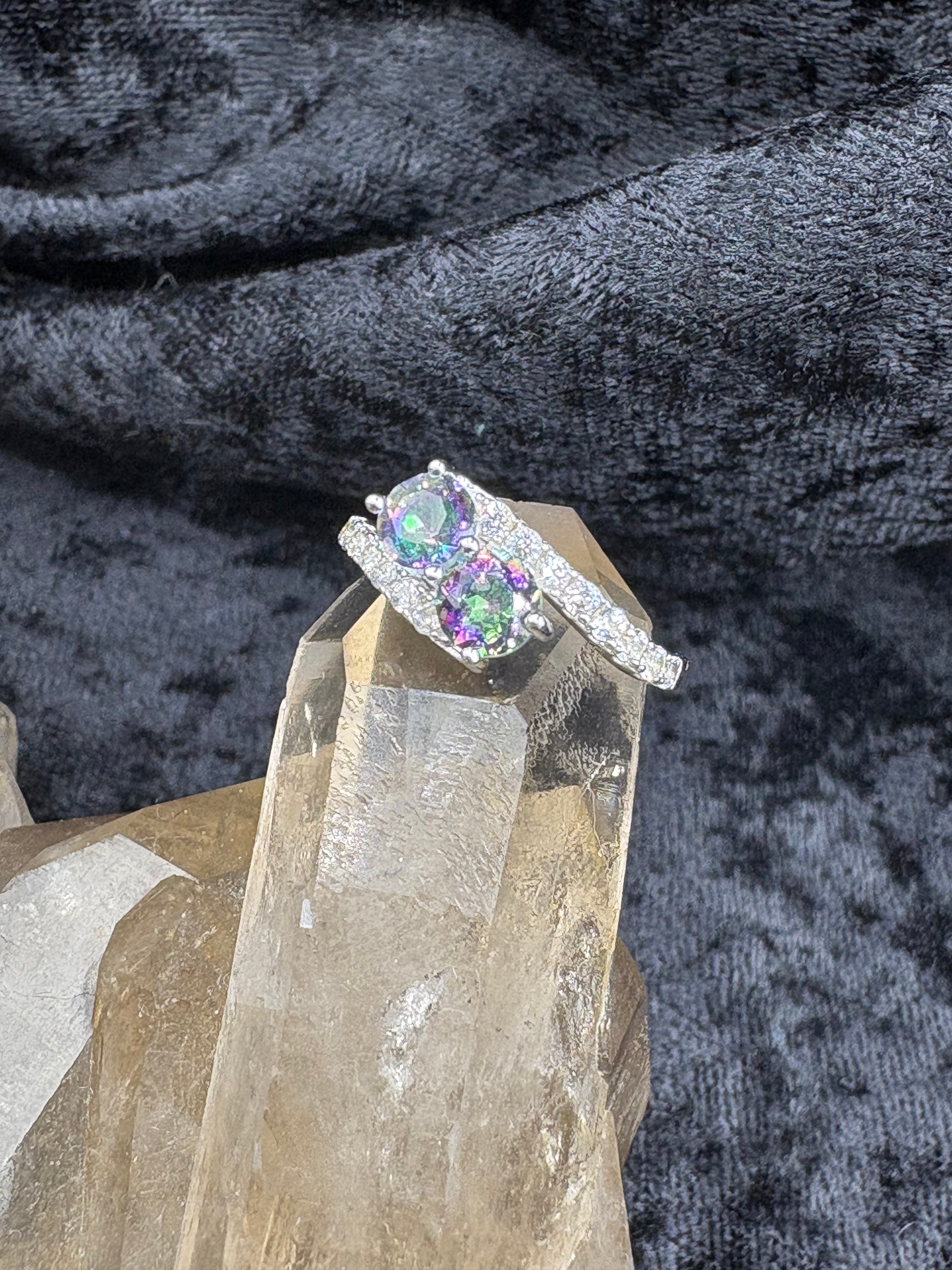 Sterling Silver Double Mystic Aura Ring - Size 5