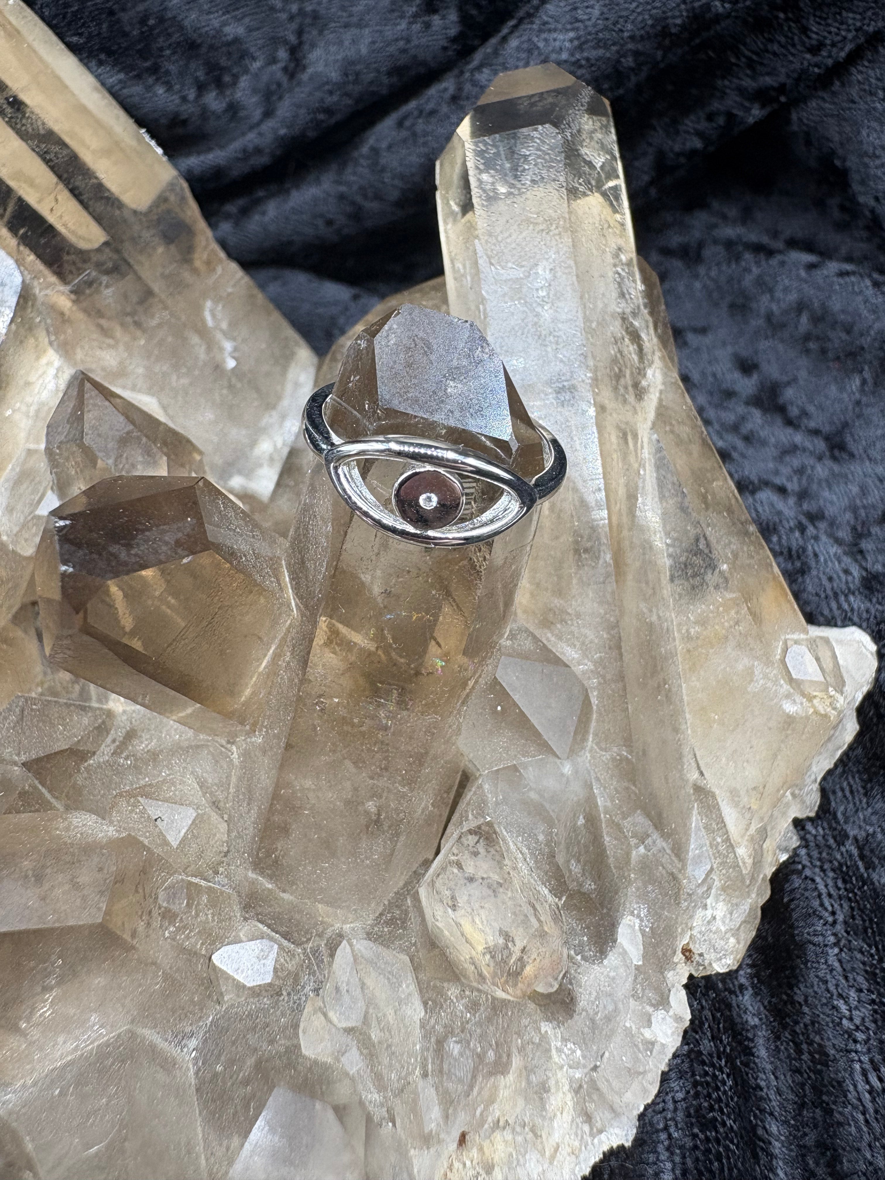 Sterling Silver Evil Eye Ring - Size 6