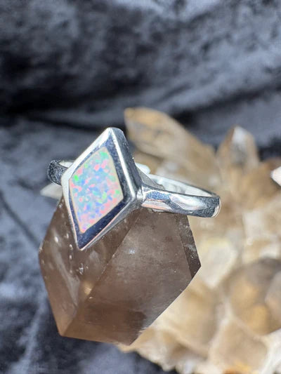 Sterling Silver Lab Opal Ring