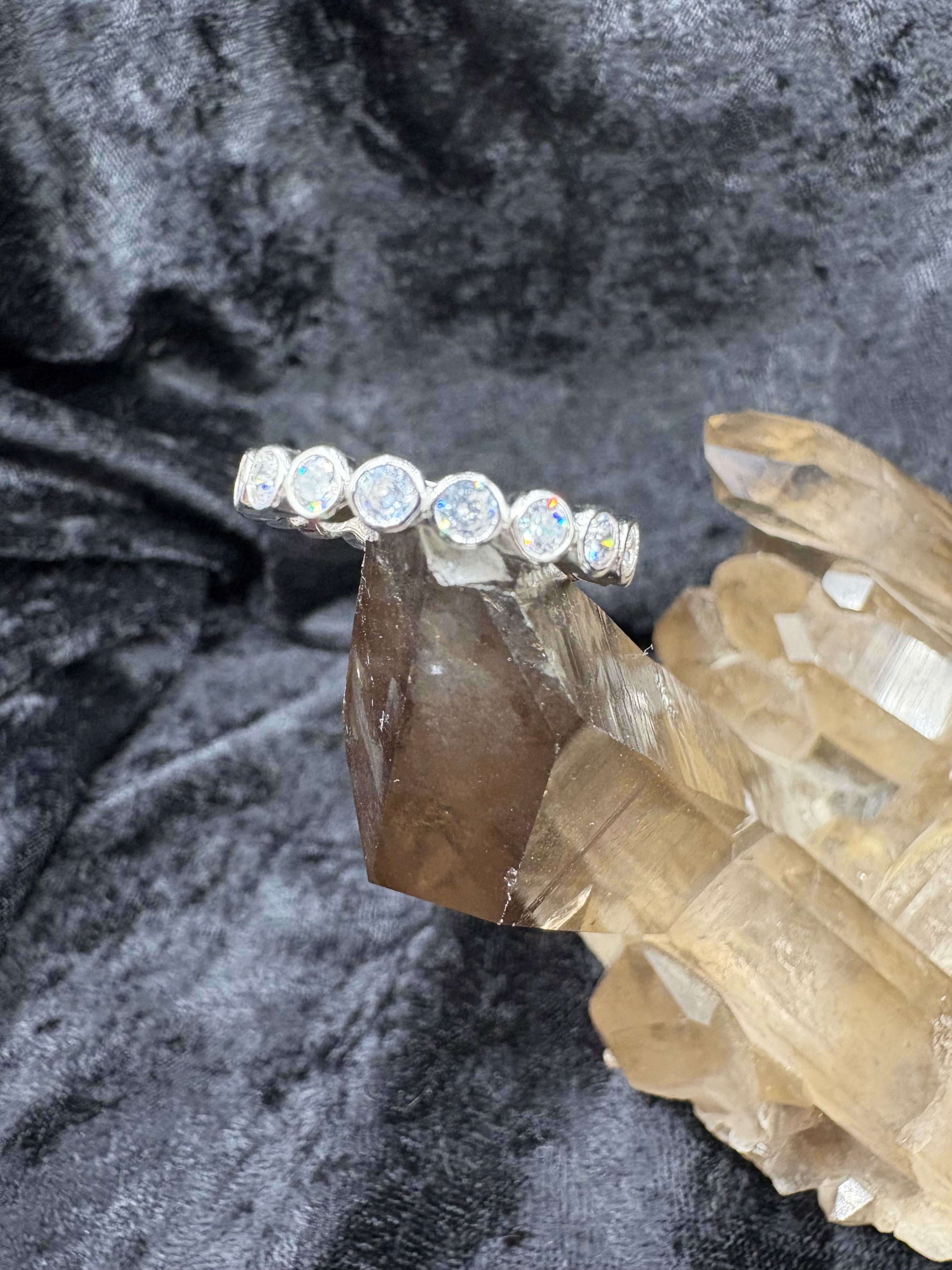 Sterling Silver Zirconia Band - Size 8