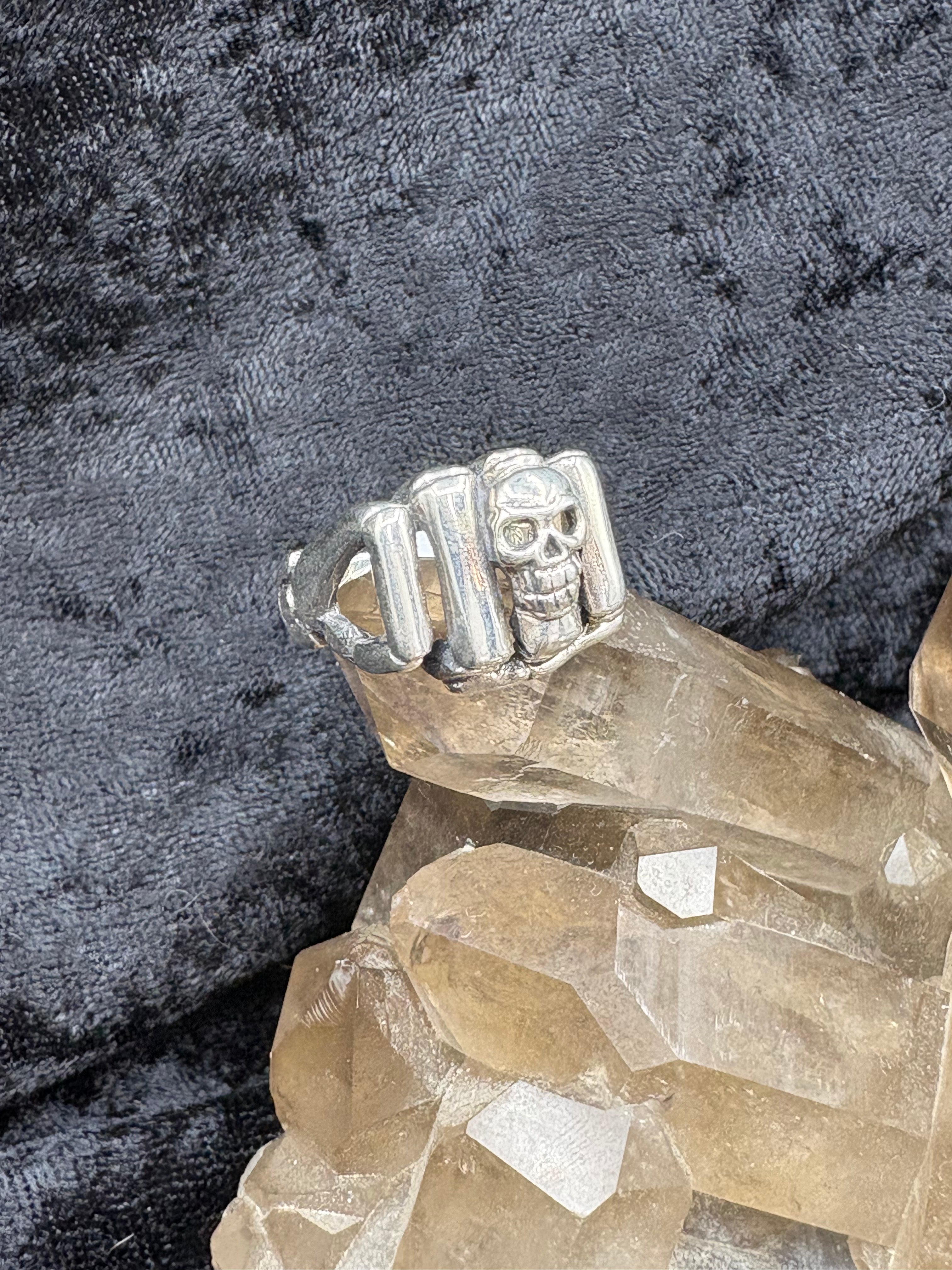 Sterling Silver Skull Knuckles Ring - Size 9
