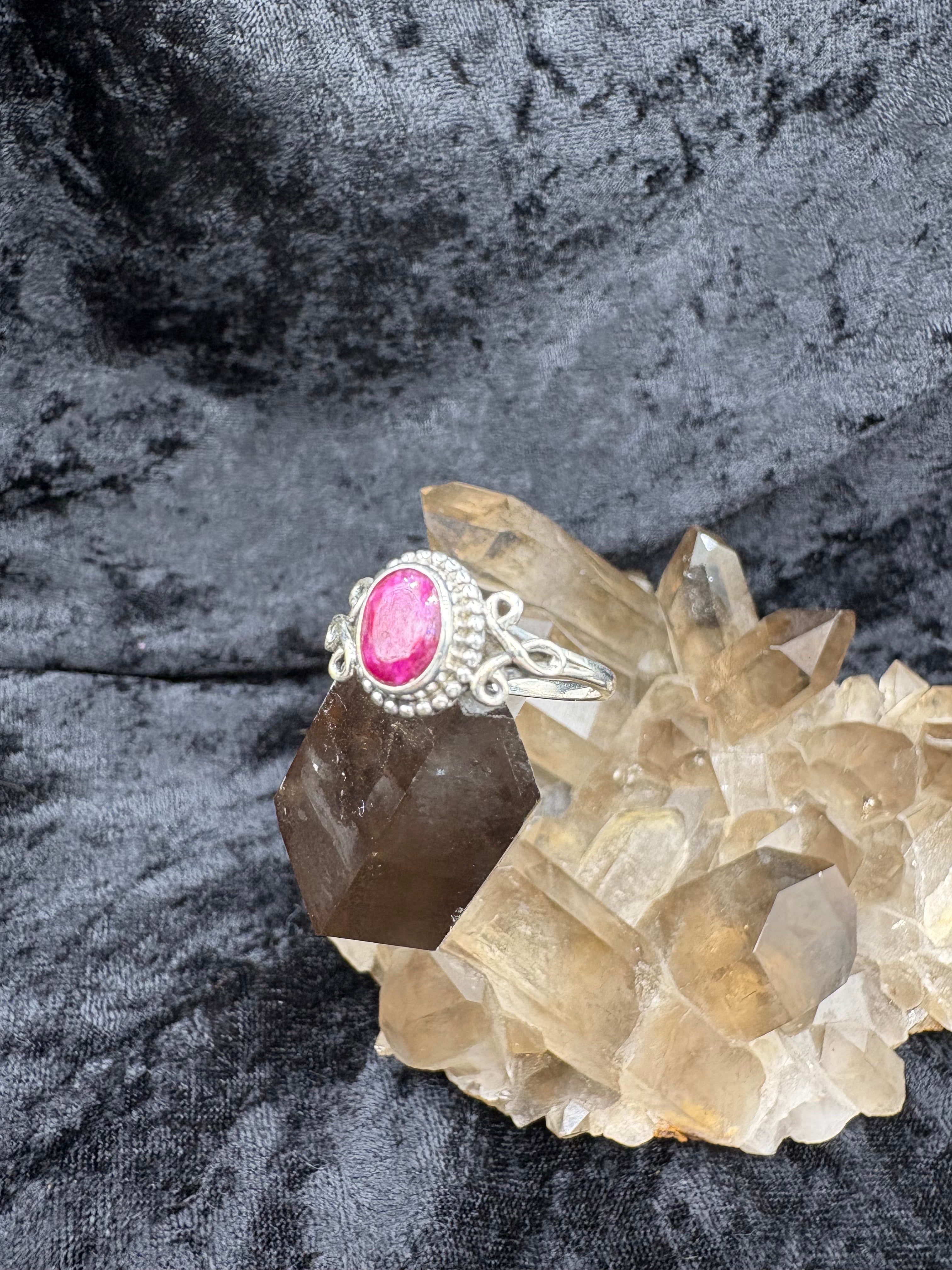 Sterling Silver Ruby Aries Ring - Size 9