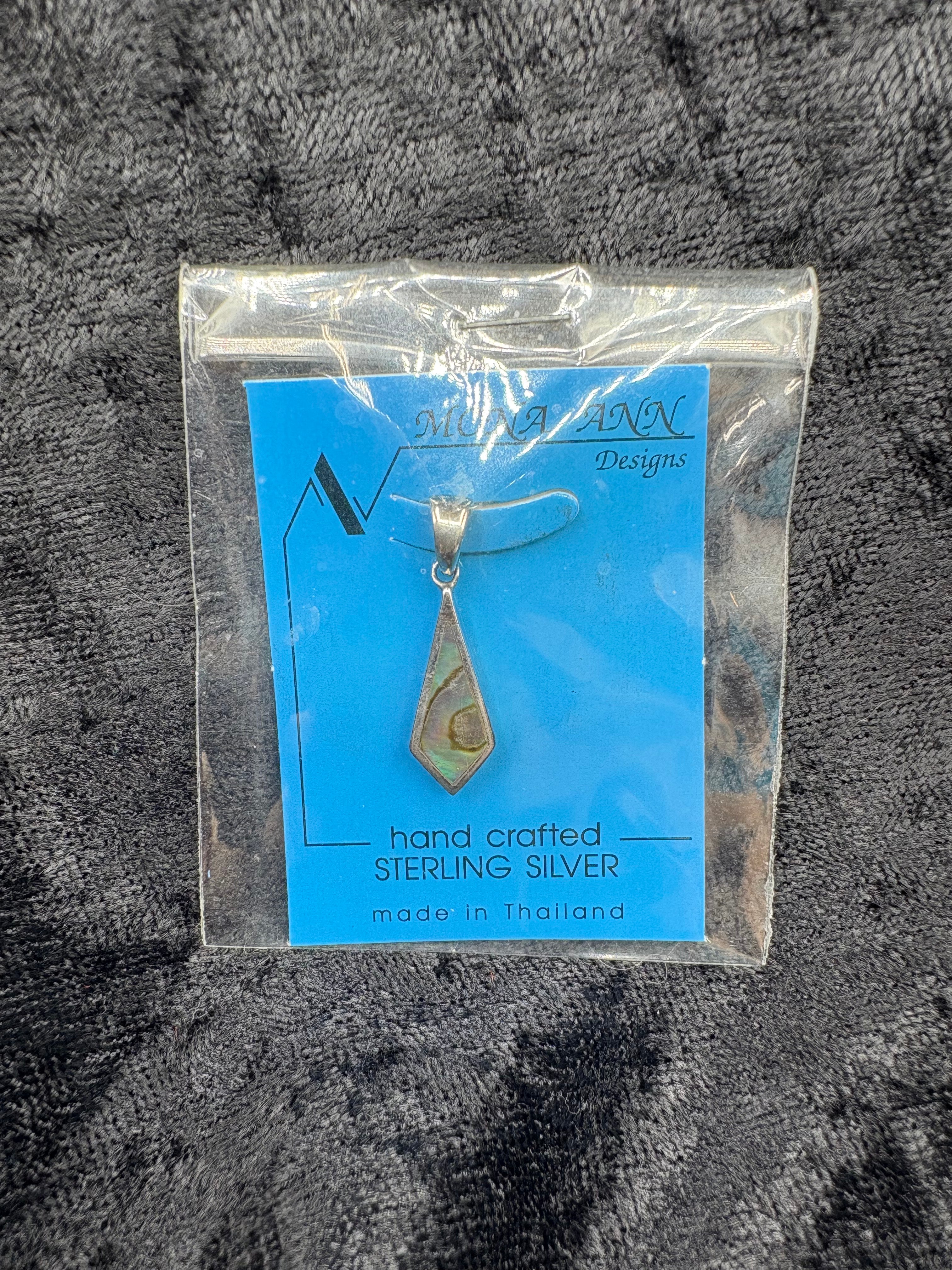 Sterling Silver Abalone Diamond Pendant