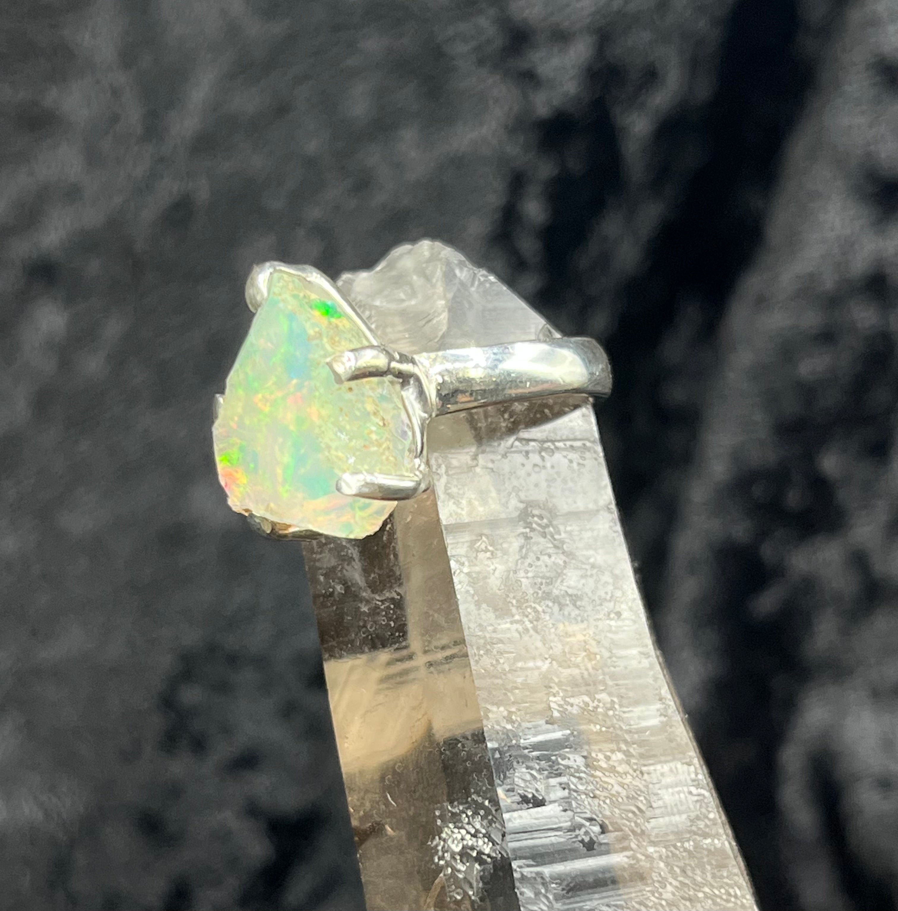 Sterling Silver Ethiopian Opal Rough Ring - Size 8
