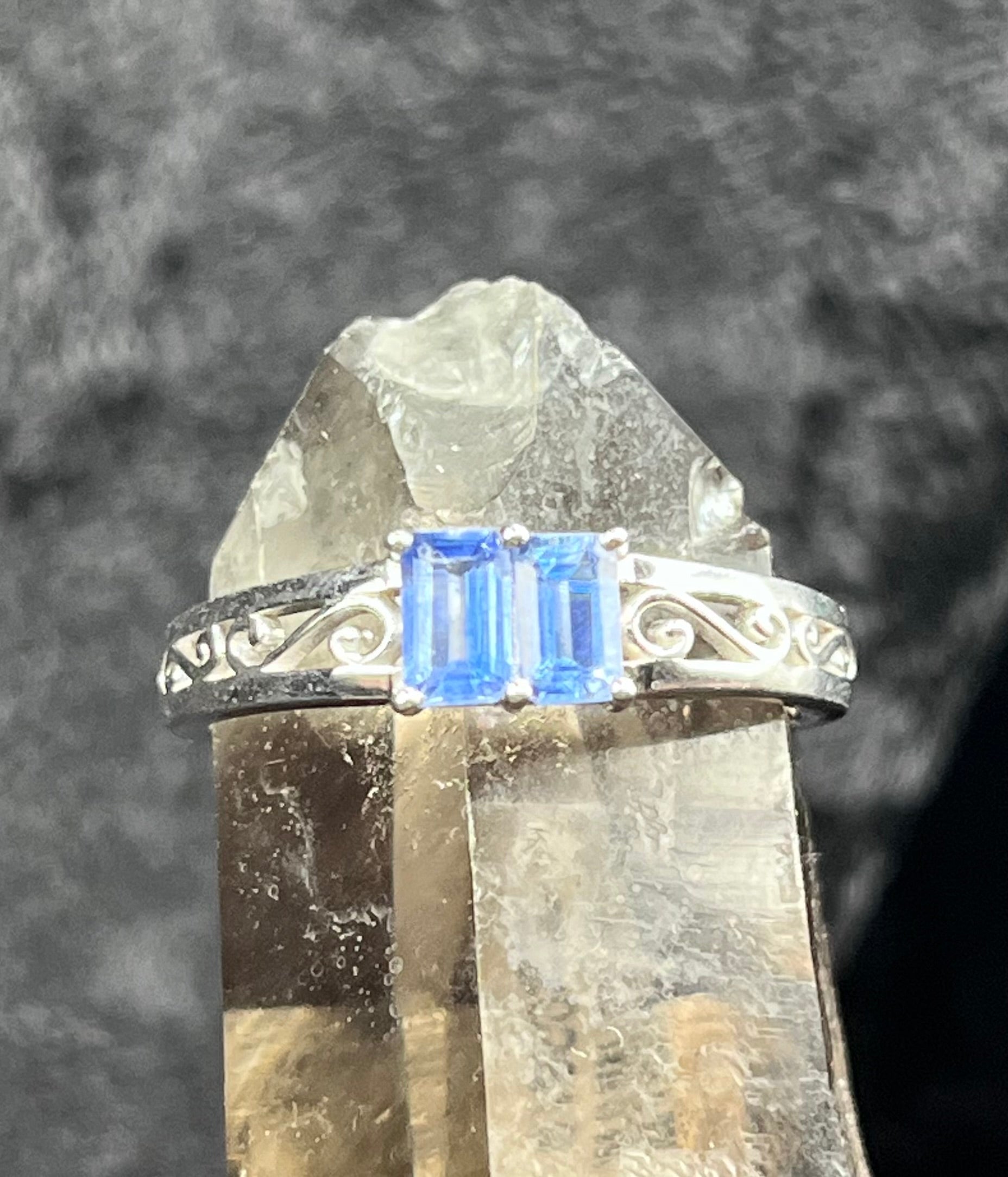 Sterling Silver Double Kyanite Ring - Size 9