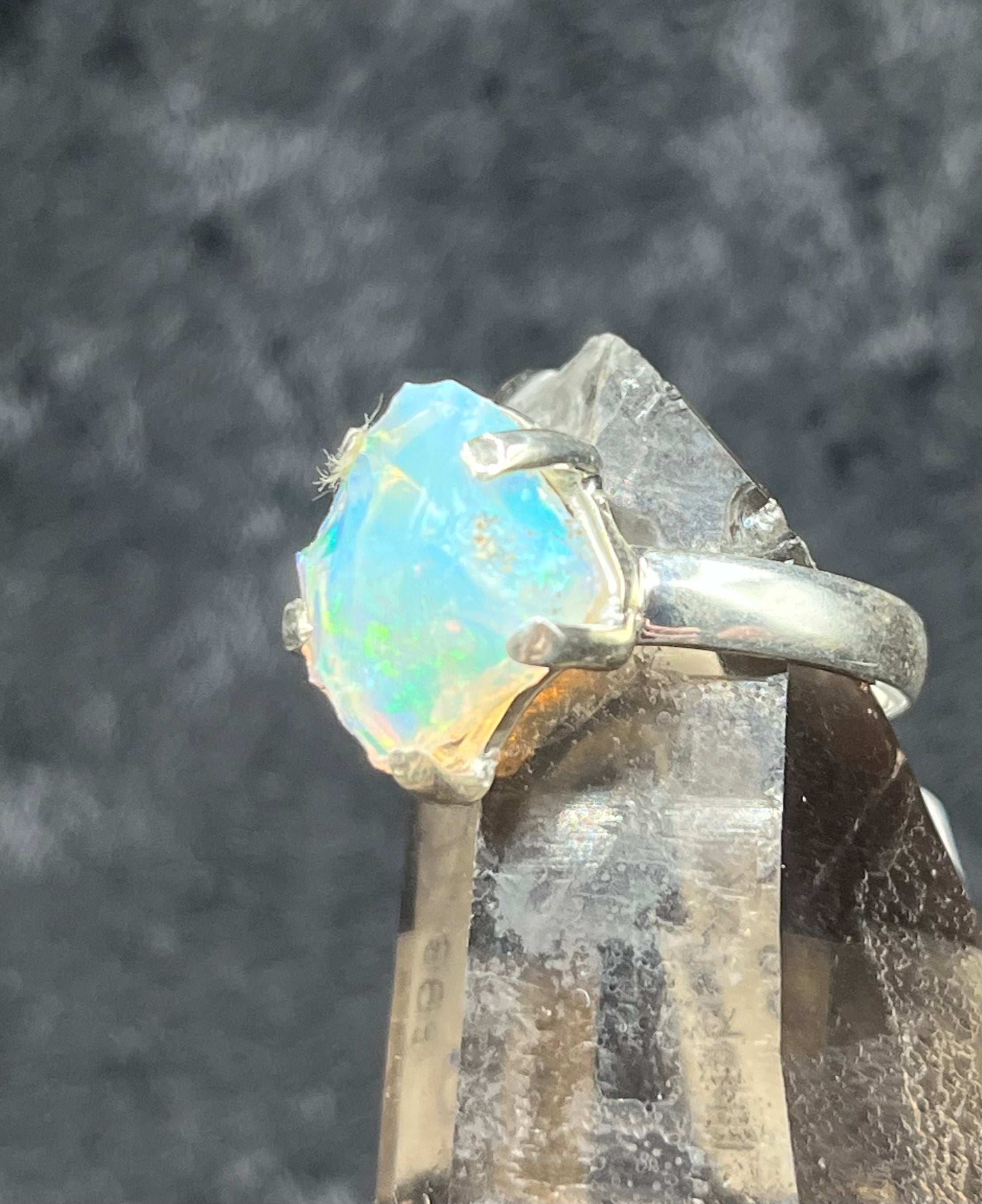 Sterling Silver Ethiopian Opal Rough Ring - Size 9