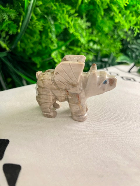 Flying Pig Soapstone Carving