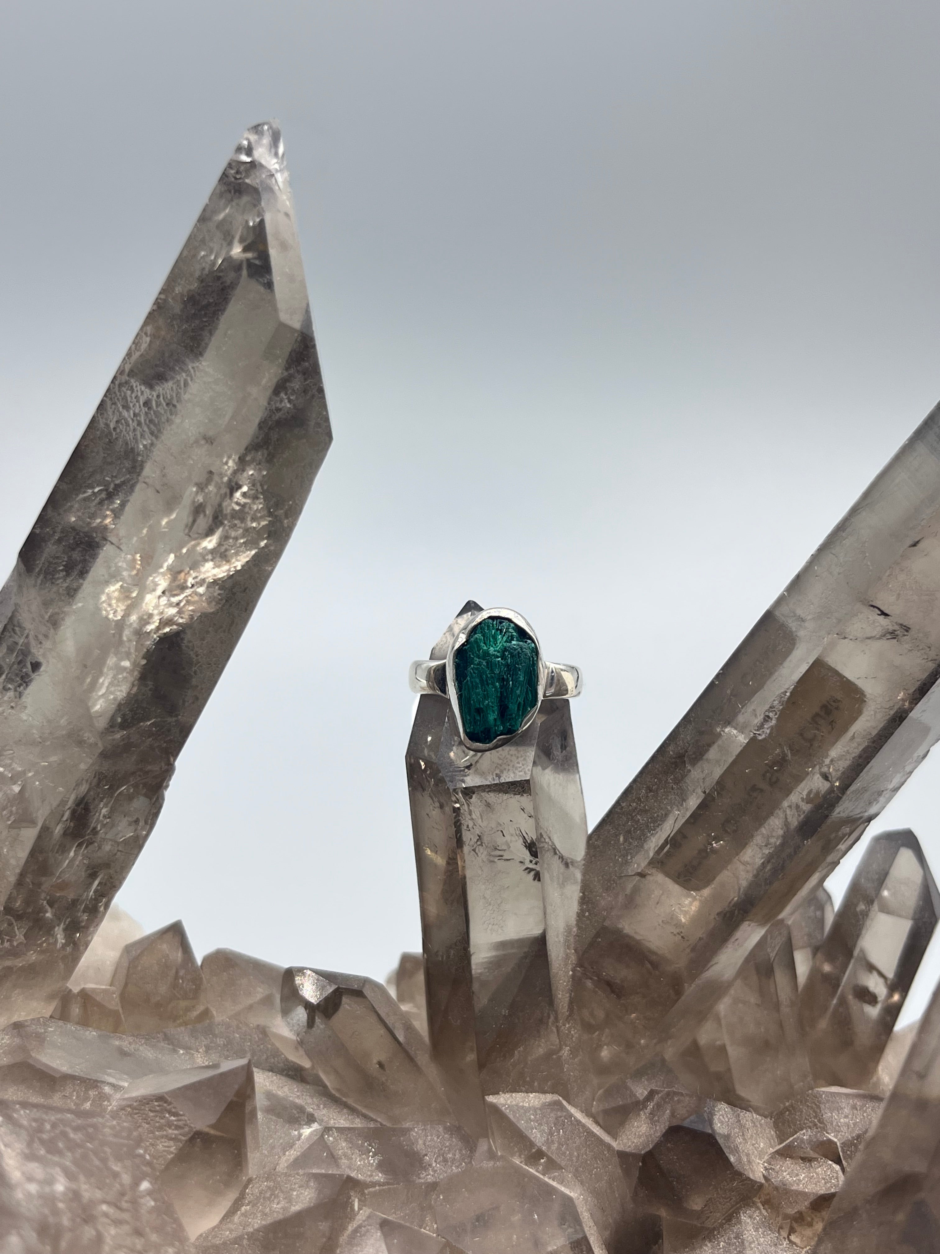 Malachite Druze SS Ring 5
