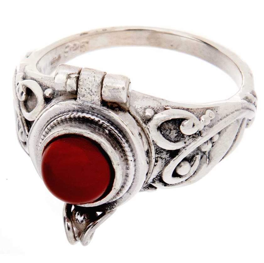 Sterling Silver Oval Box Ring Carnelian - Size 8