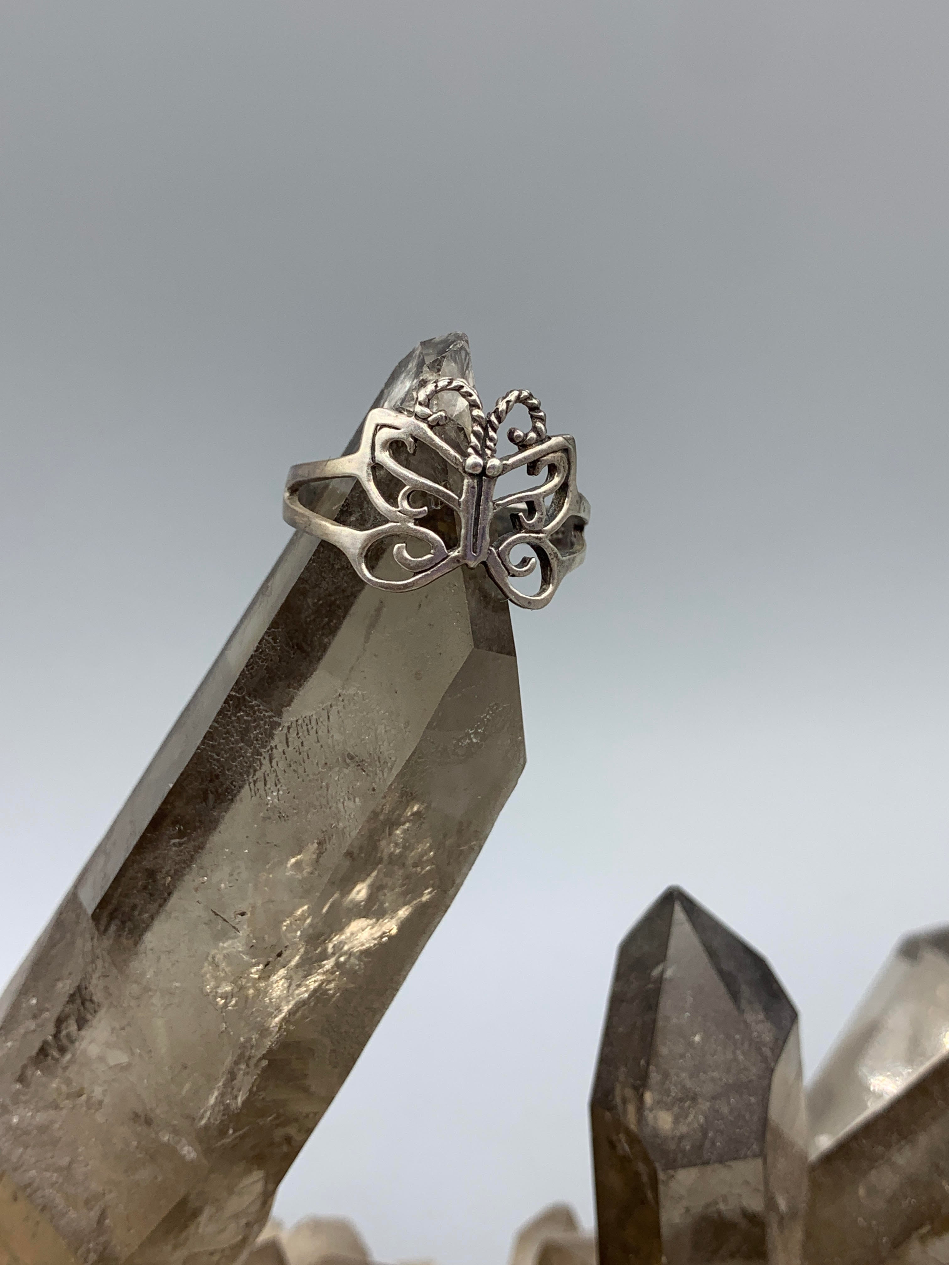 Sterling Silver Butterfly Ring - Size 8