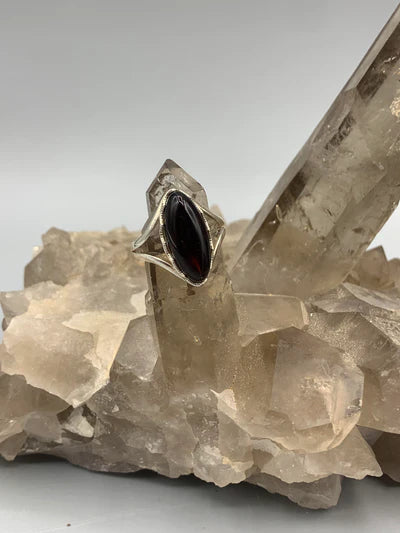 Cherry Amber Sterling Silver Ring