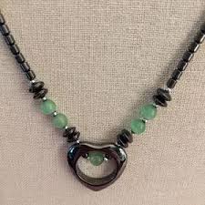 Green Cat's Eye Hematite Beaded Necklace