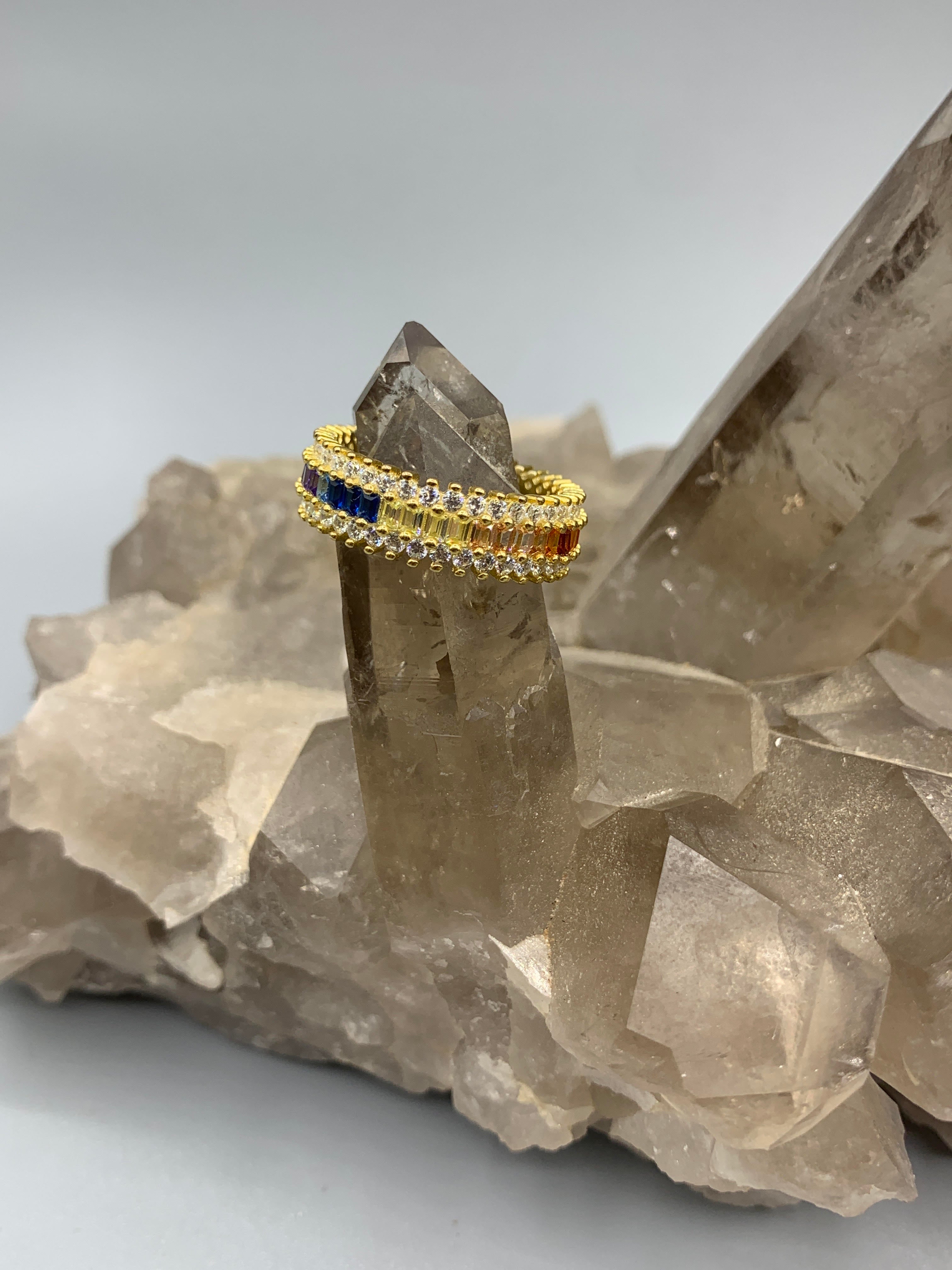 Sterling Gold Multi Colored Ring - Size 7