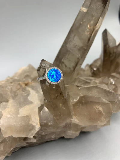 Sterling Silver Lab Opal Ring