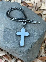 Hematite Large Cross Beaded Necklace