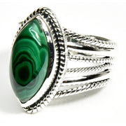 Sterling Silver Malachite Ring - Size 10