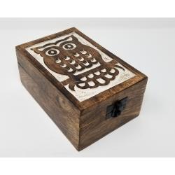 Carved Owl Wooden Box