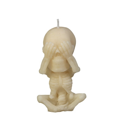 See No Evil Skeleton Candle