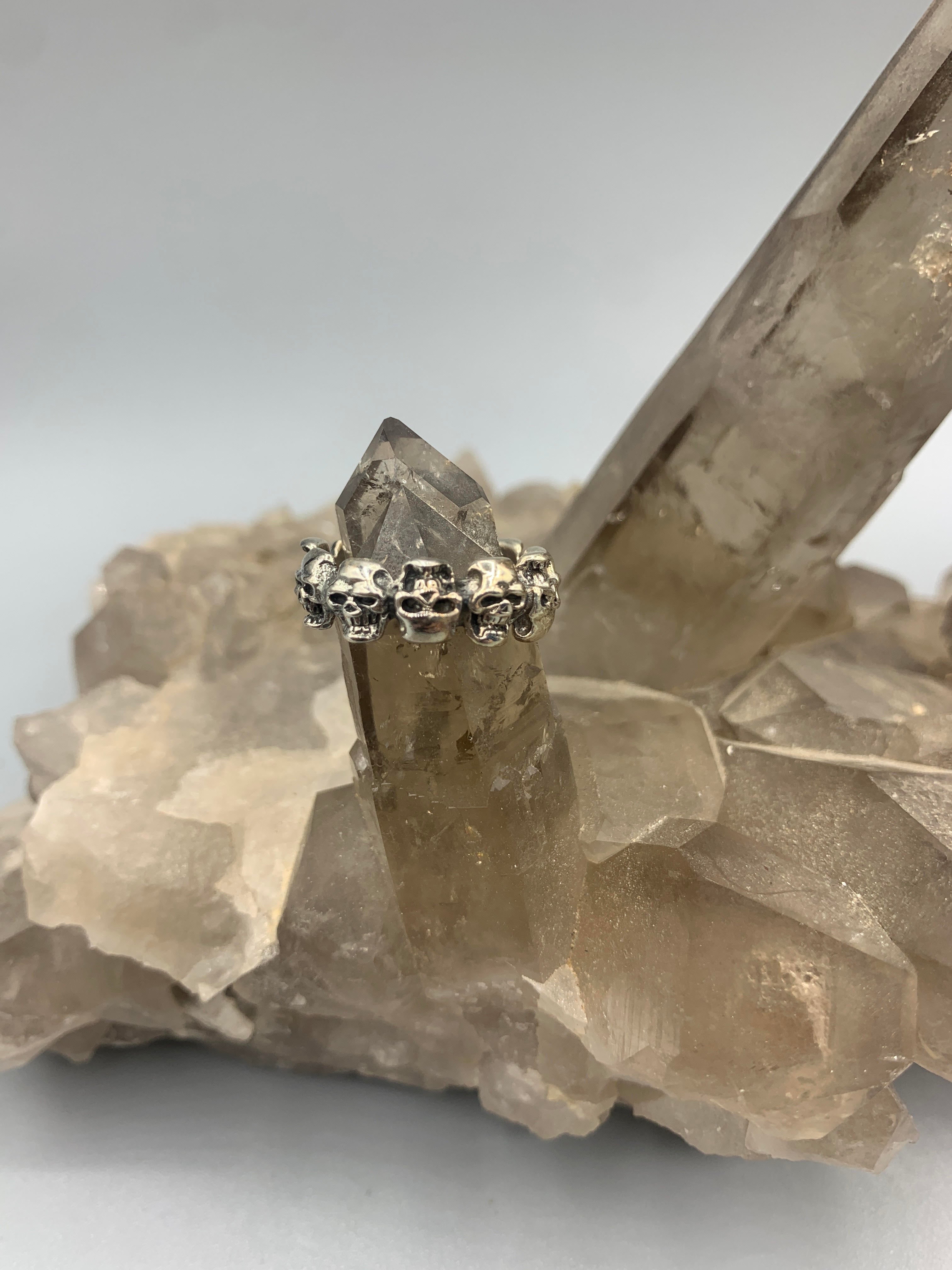 Sterling Silver Skull Band - Size 7