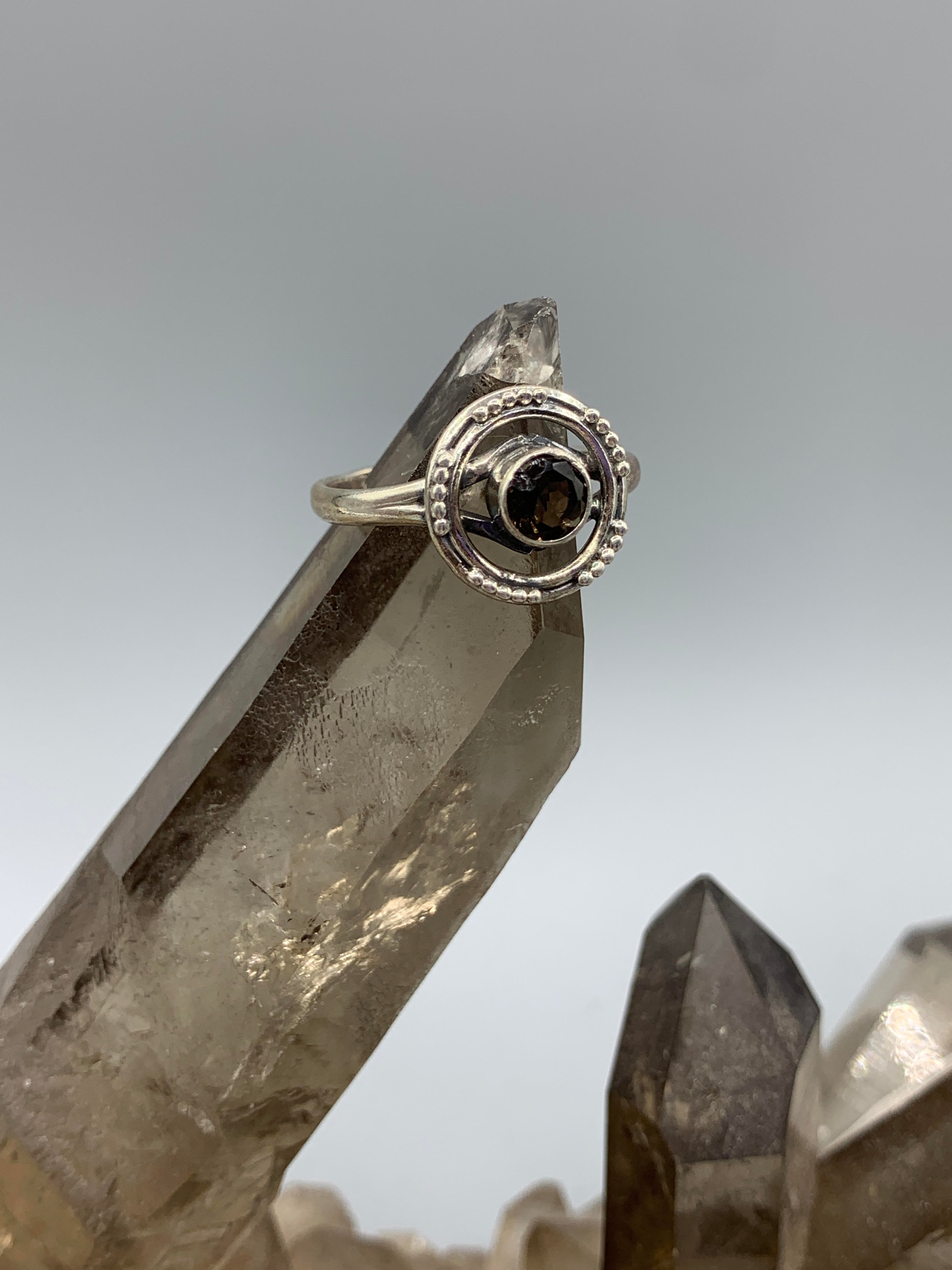 Sterling Silver Smoky Quartz Ring - Size 8