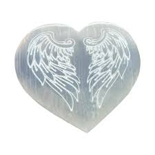 Selenite Heart - Angel Wings